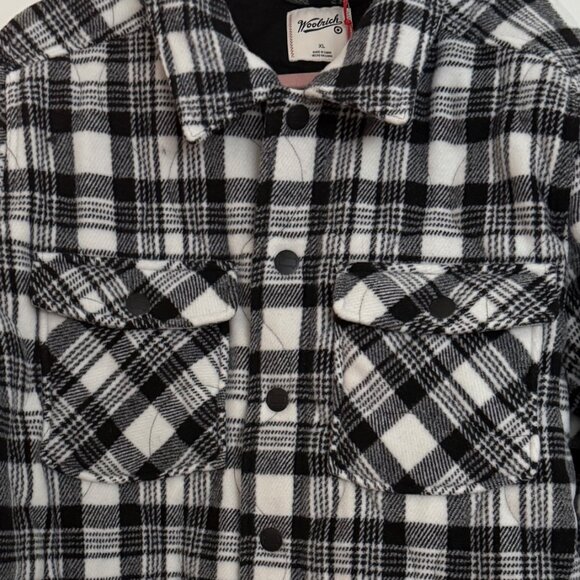 Men's Plaid Shacket /jacket - Woolrich Black/White XL, lined - Picture 5 of 8